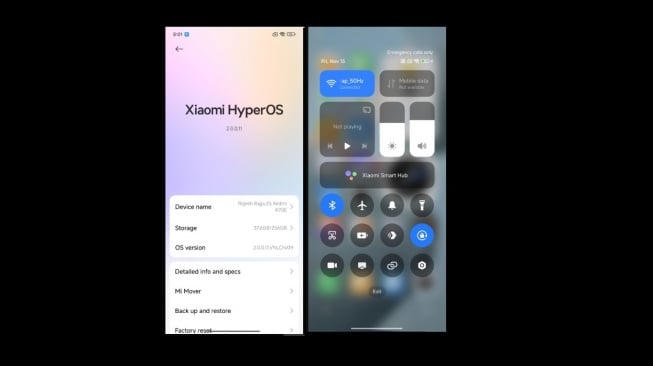 Tampilan HyperOS 2.0 di Redmi K70E/Poco X6 Pro. [X/@sunnny1583]