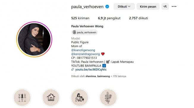 Bio Instagram Paula Verhoeven (Instagram/@paula_verhoeven)