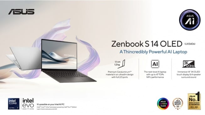 ASUS Zenbook S 14 UX5406 (Dok. ASUS)