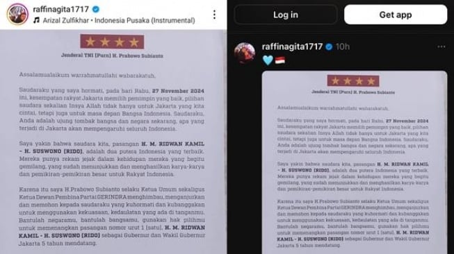 Surat edaran Prabowo Subianto viral usai dibagikan Raffi Ahmad di Instagram dan Threads (X.com)