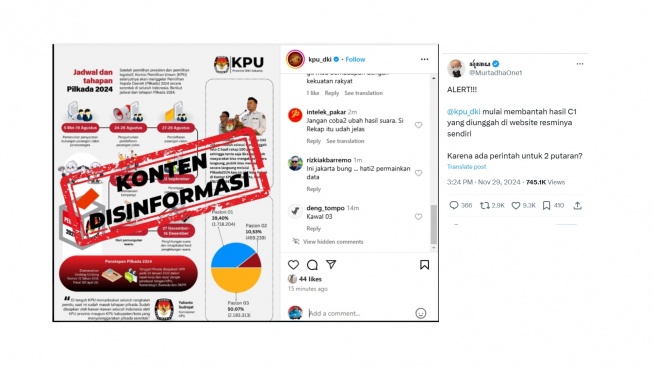 Unggahan KPU membantah data. [X/@MurtadhaOne1]