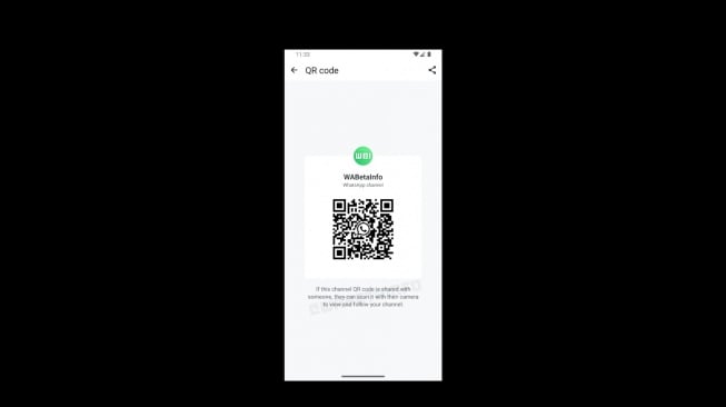 Fitur baru WhatsApp berbagi channel lewat kode QR. [WABetaInfo]