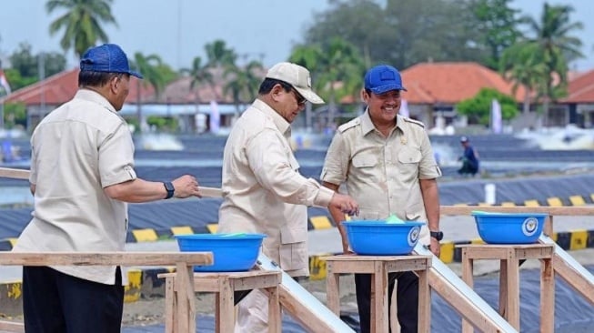 Presiden RI Prabowo Subianto mengunjungi Kawasan Balai Layanan Usaha Produksi Perikanan Budidaya (BLUPPB), Kabupaten Karawang, Jawa Barat hari ini. (Foto: Muchlis Jr - Biro Pers Sekretariat Presiden)