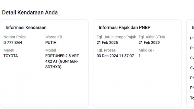 Data pemilik pelat nomor kembar di tol JORR (Samsat Jawa Barat)