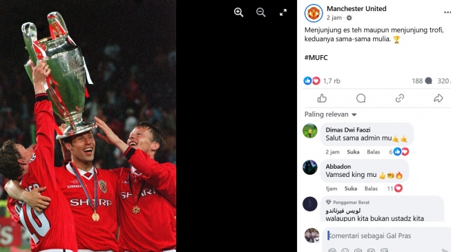 Pesan Menohok Manchester United Buat Gus Miftah [Tangkap layar Facebook]