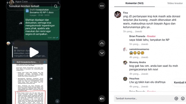 Brian Praneda jawab soal isi klausul yang dipermasalahkan teh Novi (TikTok/@brian.praneda)