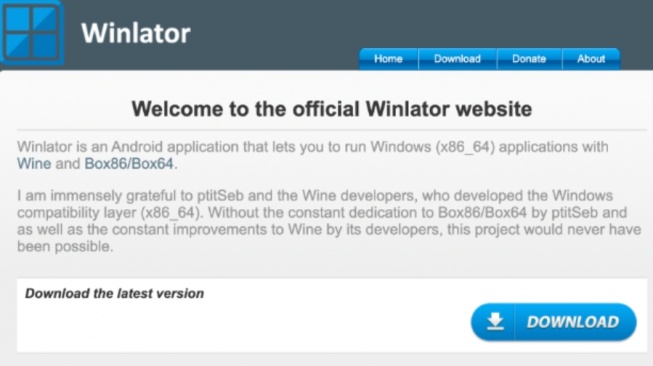 Tampilan situs Winlator. [Winlator]