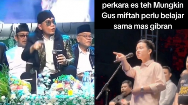 Kolase Gus Miftah dan Gibran Rakabuming. (TikTok)