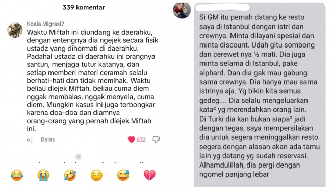 Klam kesaksian sejumlah warganet soal tabiat Gus Miftah (Twitter/@jjkonlyy)