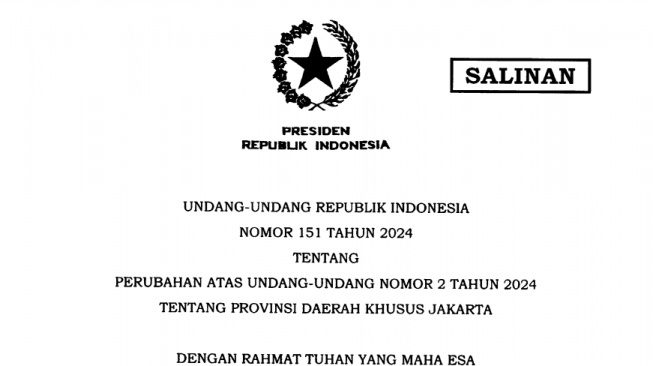 Lembaran UU No 151 Tahun 2024. [Tangkapan layar]