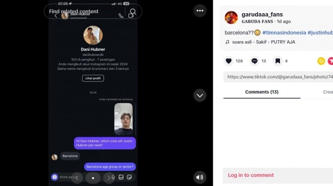 Jawaban kakak Justin Hubner ketika ditanya klub tujuan adiknya. (TikTok/@garudaaa_fans)