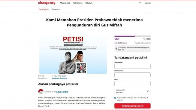 Petisi Penolakan Pengunduran Gus Miftah Maulana. [Ist]