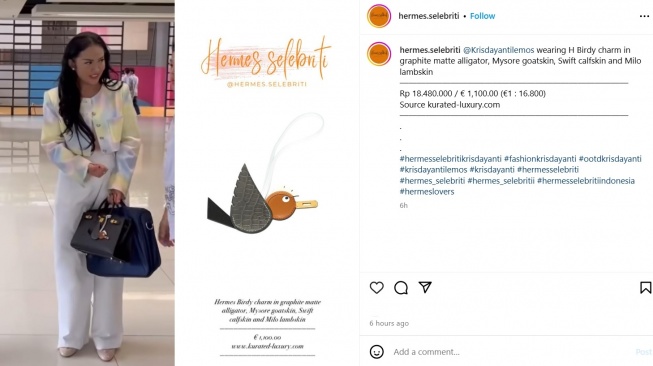 Gantungan tas Kris Dayanti (Instagram/@hermes.selebriti)