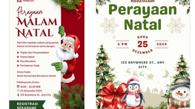 20+ Contoh Desain Undangan Natal Canva: BIsa Edit dan Sebar Langsung!