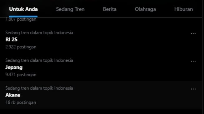 RI 25 menjadi trending topik di X. (tangkapan layar)