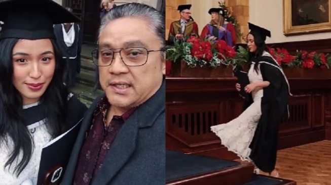 Potret wisuda Alifiya Arkana, putri Dede Yusuf. [TikTok]