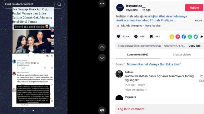 Rachel Vennya tak terima dihujat oknum fans Fuji (TikTok/@itsyouriaa__)