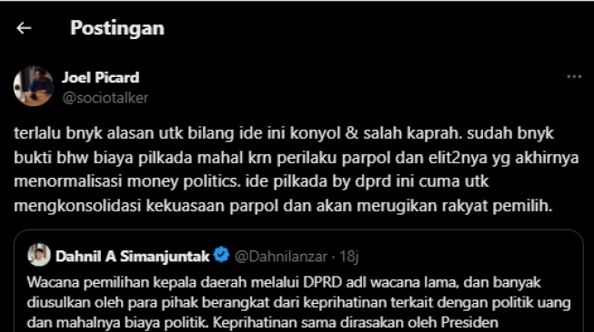 Cuitan Profesor Sulfikar Amir menanggapi pernyataan Jubir Prabowo Dahnil Anzar Simanjuntak. (tangkapan layar/X)