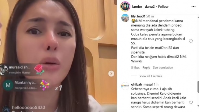 Nikita Mirzani akui danai aksi demo Isa Zega (Instagram/@lambe__danu2)