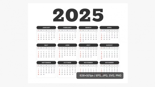 Kalender 2025 Lengkap dengan Tanggal Merah dan Cuti Bersama, Download di Sini!