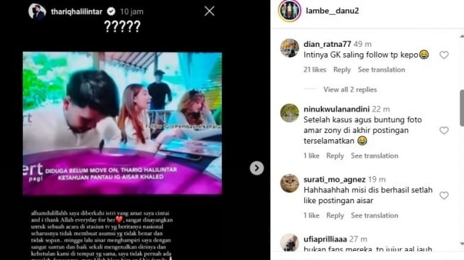 Thariq Halilintar klarifikasi isu belum move on dari Fuji (Instagram/@lambe__danu2)