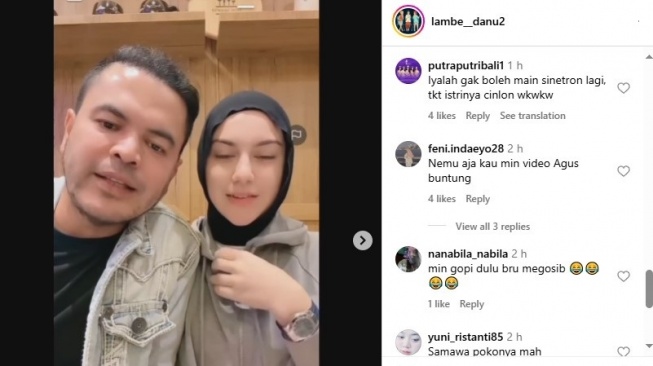 Tangkapan layar Haldy Sabri dan Irish Bella gelar sesi live bersama (Instagram/@lambe__danu2)