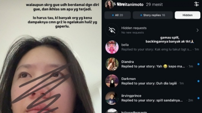 Unggahan teman korban diduga penganiayaan oleh Chandrika Chika (Instagram/kireitanimoto)