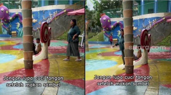 Viral Aksi Emak-Emak Cuci Tangan Di Kolam Renang Usai Makan Sambal Bikin Geram