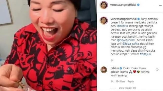 Jejak digital Vanessa Angel kasih gelang ke mertua Dewi Zuhriati. [Instagram]