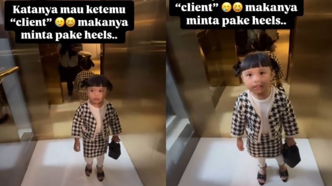 Gaya Ameena pakai sepatu high heels. [Instagram/@aurelie.hermansyah]