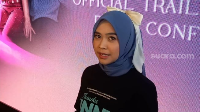 Ria Ricis dalam konferensi pers series Pacarku Jinny di kawasan Kuningan, Jakarta Selatan, Senin (23/12/2024). [Suara.com/Tiara Rosana]