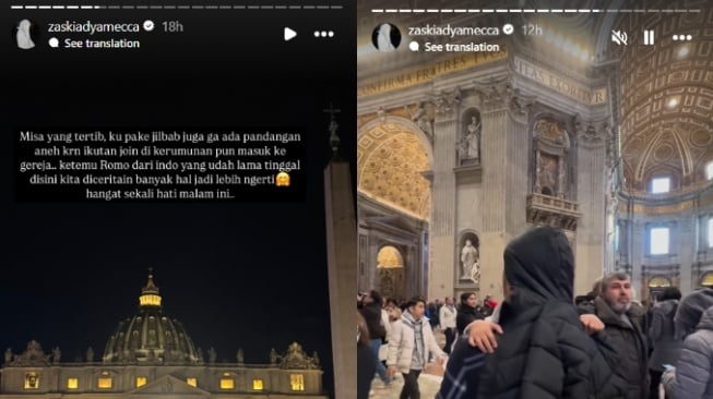 Unggahan Zaskia Adya Mecca di Vatikan, Roma (Instagram)