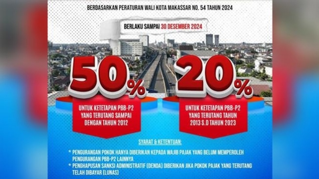 PBB-P2 di Makassar Diskon 50 Persen hingga 30 Desember 2024