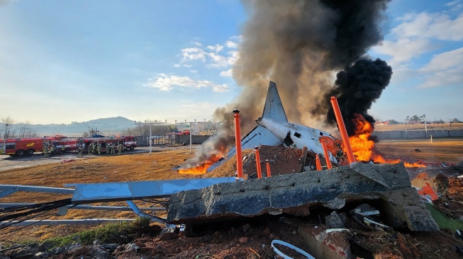 Horor! Begini Potret Pesawat Jeju Air yang Jatuh di Bandara Muan Korsel