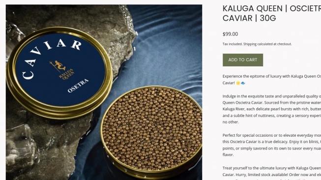 Harga caviar yang dimakan Syahrini di pesawat perjalanan ke Jepang. [thenewgrocer.com]