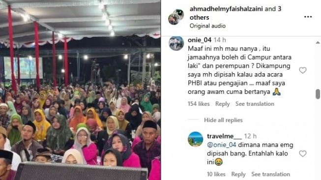 Jemaah acara pengajian Gus Miftah duduk tanpa sekat (Instagram/@ahmadhelmyfaishalzaini)