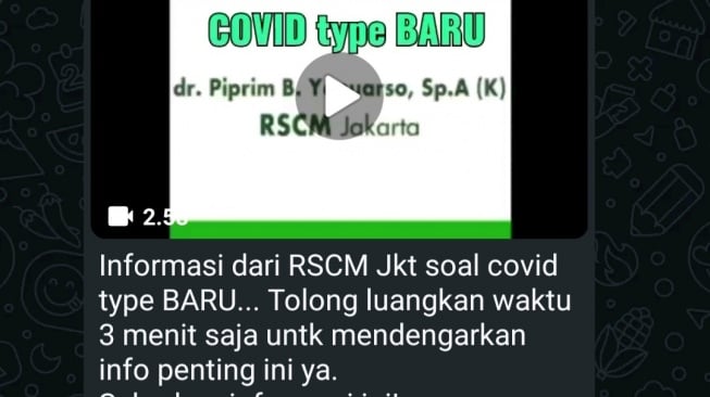 Cek Fakta Tangkapan Layar Kabar Covid Varian Baru (WhatsApp)