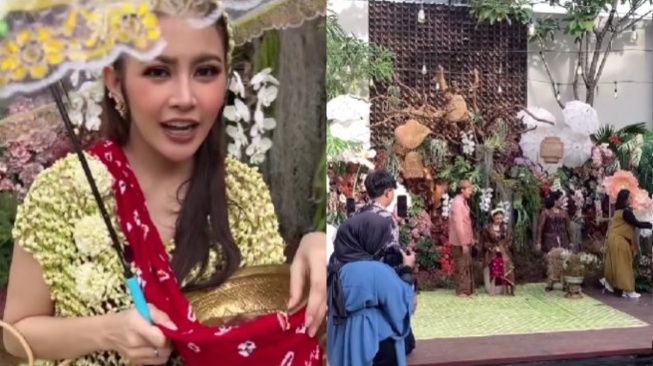 Potret Tasyakuran 7 bulan kehamilan Mahalini. [TikTok]