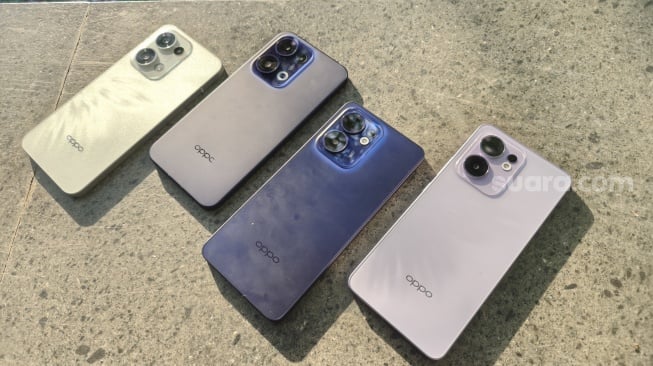 Oppo Reno 13 series yang akan hadir ke Indonesia pada 16 Januari 2025. [Suara.com/Dicky Prastya]