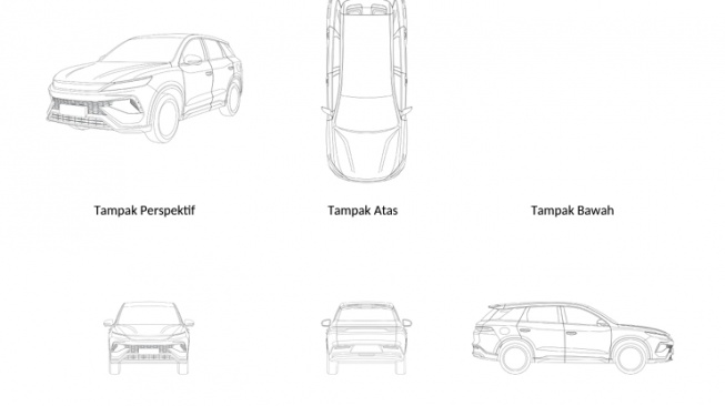 Gambar paten SUV BYD terbaru (Dgip)