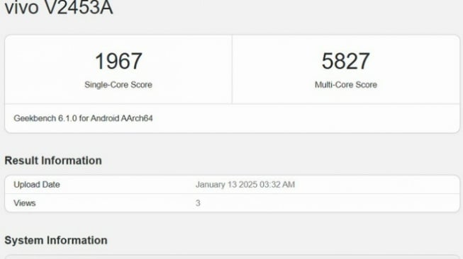 iQOO Z10 Turbo diprediksi mengusung Snapdragon 8s Elite. (Geekbench)