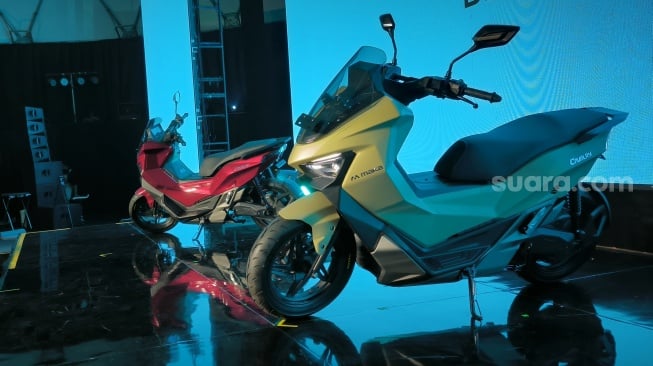 Maka Cavalry, sepeda motor listrik pertama dari Maka Motors yang diluncurkan di Jakarta Rabu (15/1/2025). [Suara.com/Liberty Jemadu]