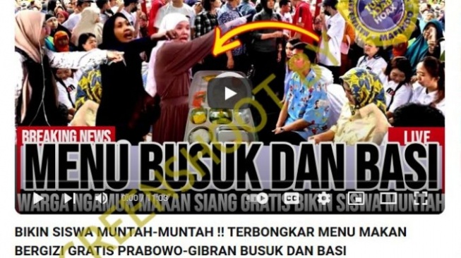 Tangkapan layar hoaks tentang makan bergizi gratis. (Turnbackhoax)