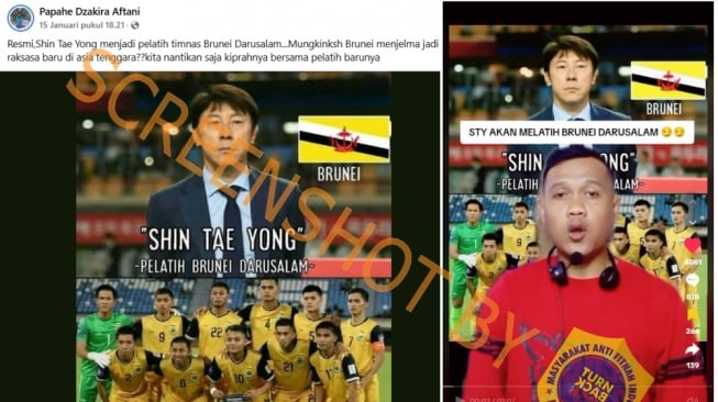 Narasi tidak benar tentang Shin Tae-yong menjadi pelatih Brunei Darussalam. (Turnbackhoax)