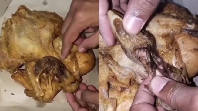 Viral ayam goreng diduga belum disembelih (X/@BinWaqqash70821)