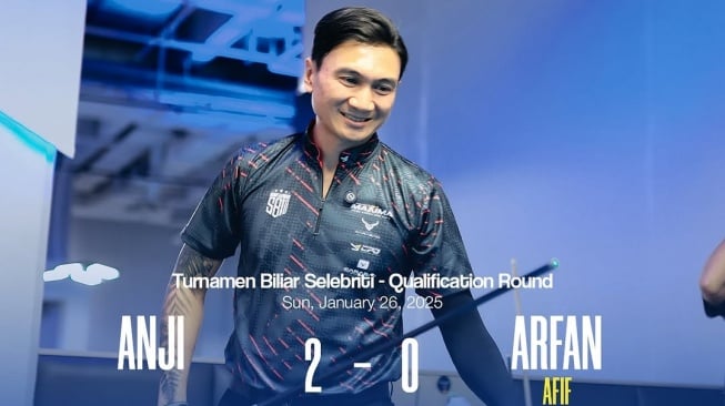 Anji Manji di turnamen Selebriti Biliar Indonesia. [Instagram/selebritibilliarindonesia]