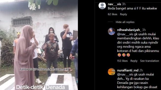 Nama Fuji ramai disinggung dalam unggahan video interaksi Denada dengan awak media (Instagram/@pembasmi.kehaluan.reall)