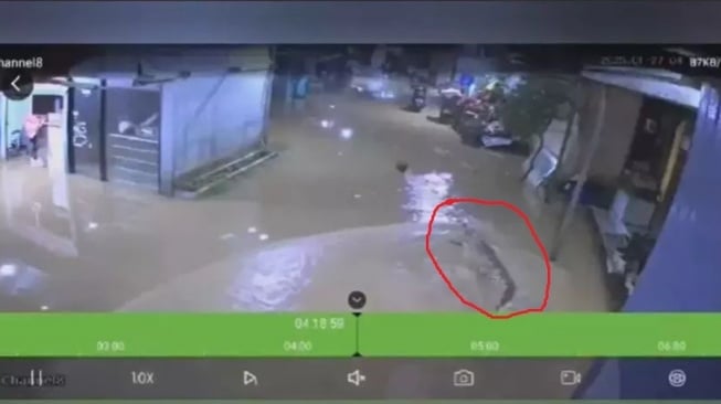 Buaya Terekam CCTV di Tengah Banjir, Warga Kutim Diminta Waspada