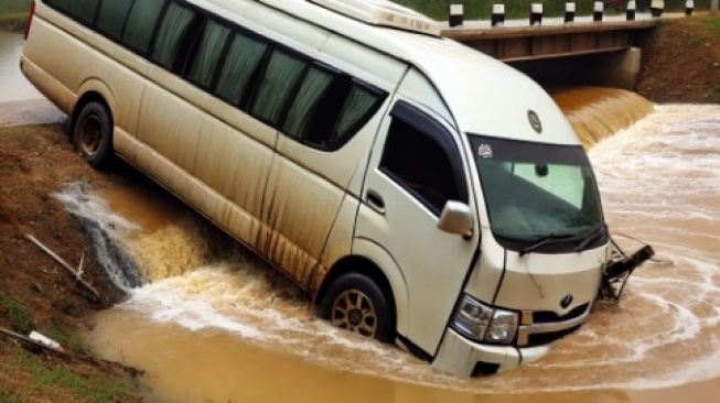 Dramatis! Minibus Terjun ke Kali Belakang Emporium Mall Jakarta Utara