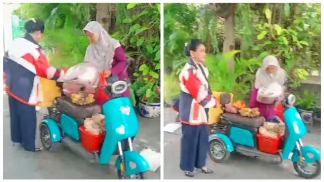 Iriana Jokowi membeli buah-buahan dari penjual keliling. [TikTok/@journeylistt]